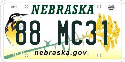 NE license plate 88MC31