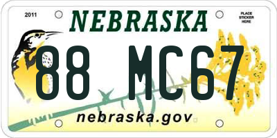 NE license plate 88MC67