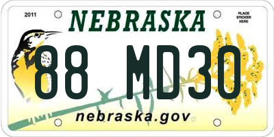 NE license plate 88MD30