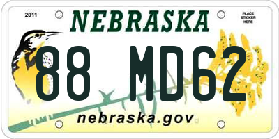 NE license plate 88MD62