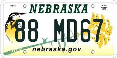 NE license plate 88MD67