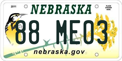 NE license plate 88ME03