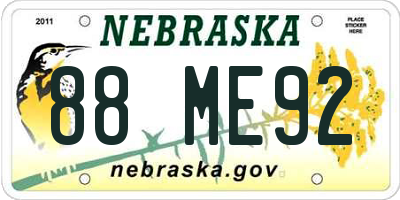 NE license plate 88ME92