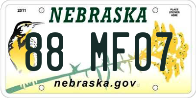 NE license plate 88MF07