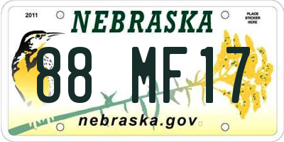 NE license plate 88MF17