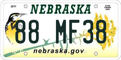 NE license plate 88MF38