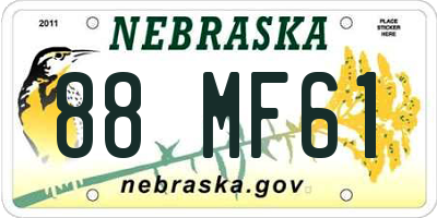 NE license plate 88MF61