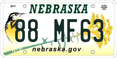 NE license plate 88MF63