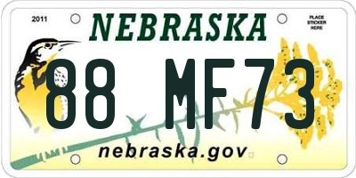 NE license plate 88MF73