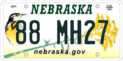 NE license plate 88MH27