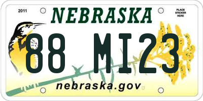 NE license plate 88MI23