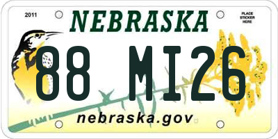NE license plate 88MI26