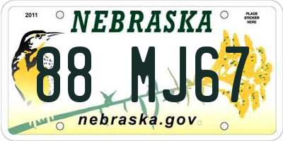 NE license plate 88MJ67
