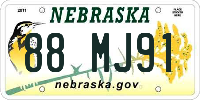 NE license plate 88MJ91
