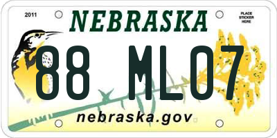 NE license plate 88ML07