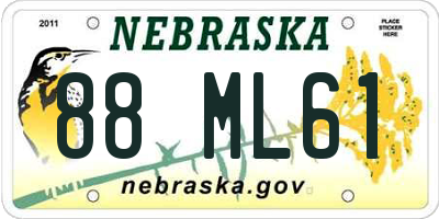 NE license plate 88ML61