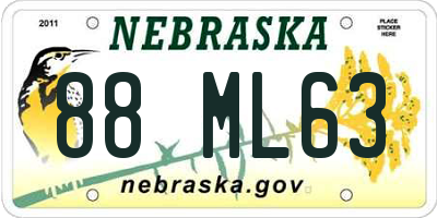 NE license plate 88ML63