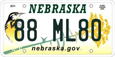 NE license plate 88ML80