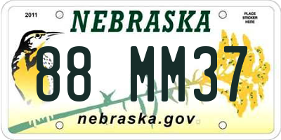 NE license plate 88MM37