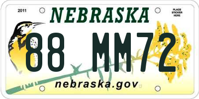 NE license plate 88MM72