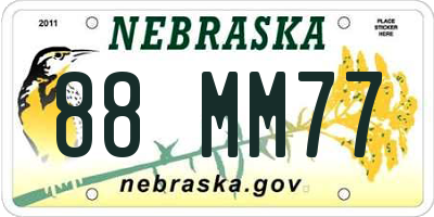 NE license plate 88MM77