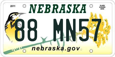 NE license plate 88MN57