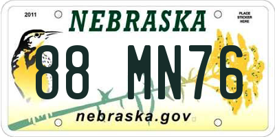 NE license plate 88MN76