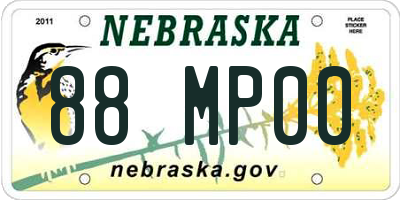 NE license plate 88MP00