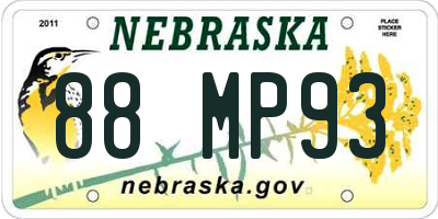 NE license plate 88MP93