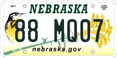 NE license plate 88MQ07