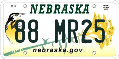 NE license plate 88MR25