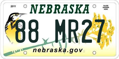 NE license plate 88MR27