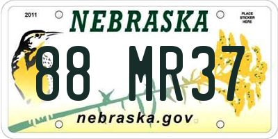 NE license plate 88MR37