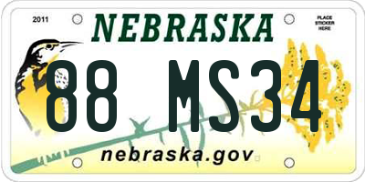 NE license plate 88MS34