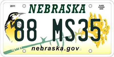 NE license plate 88MS35