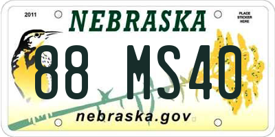 NE license plate 88MS40