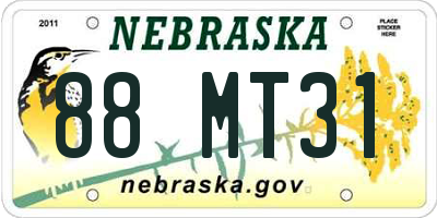 NE license plate 88MT31