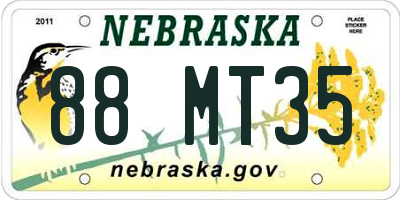 NE license plate 88MT35