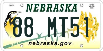 NE license plate 88MT51