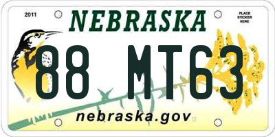 NE license plate 88MT63