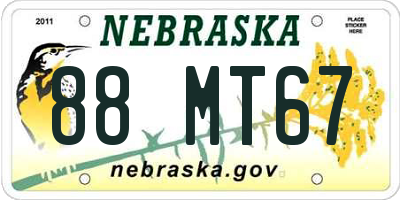 NE license plate 88MT67