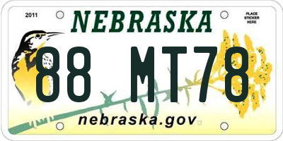 NE license plate 88MT78