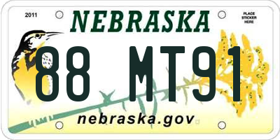 NE license plate 88MT91