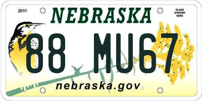 NE license plate 88MU67