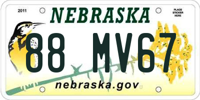 NE license plate 88MV67