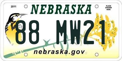 NE license plate 88MW21