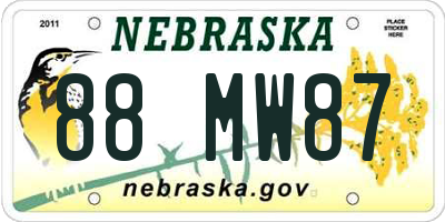 NE license plate 88MW87