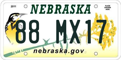 NE license plate 88MX17
