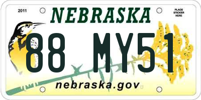 NE license plate 88MY51