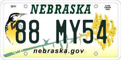 NE license plate 88MY54
